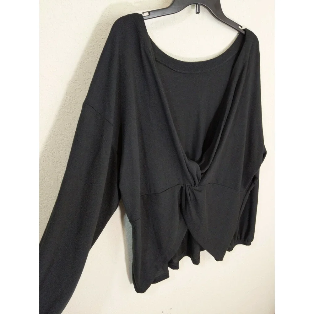ELOQUII Elements Womens Plus Size Twist Back Sweater Top Black Size‎ 18/20 1X